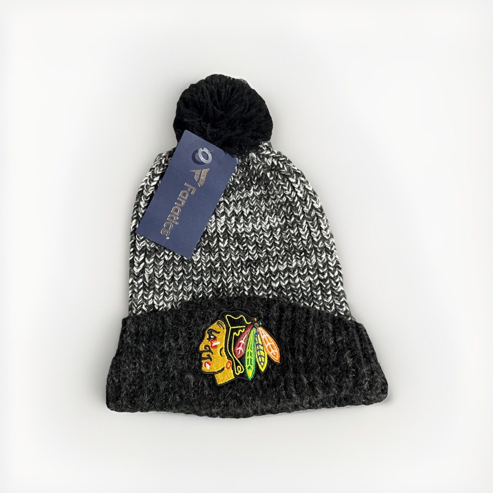 Fanatics Men's Beanie NHL Chicago Blackhawks Black  Pom Knit Hat